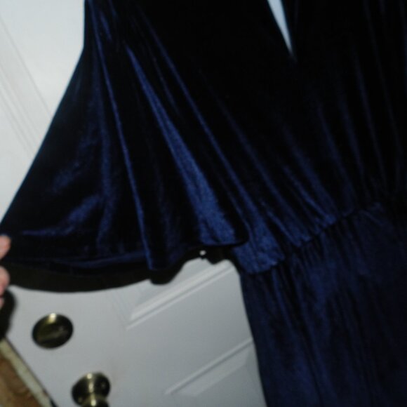 Alexia Admor Oakless Navy Velvet Flutter Flare Sleeve Dress XL $245 🆕⌚📦🏃💨🚚 - Picture 10 of 16